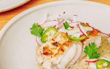 Keto Cod in Creamy Tomatillo Sauce with Radish Salad