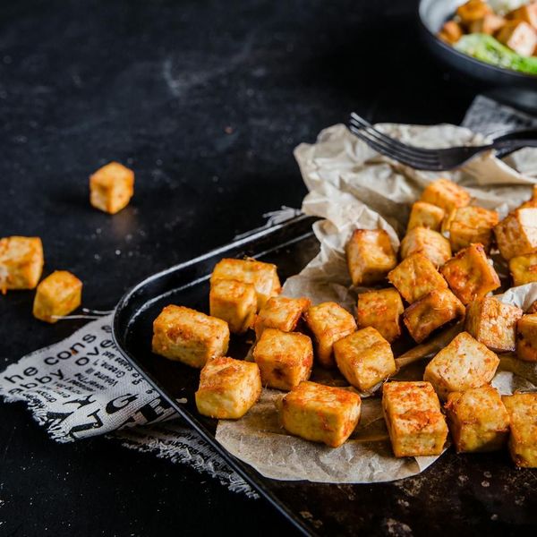 Keto crispy marinated tofu