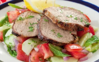 Lamb salad with mint dressing