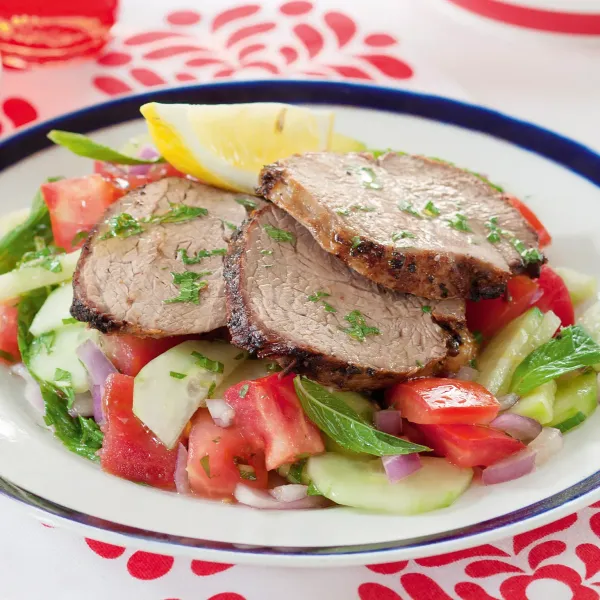 Lamb salad with mint dressing