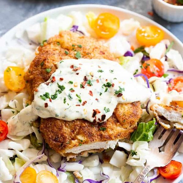 Paleo Chicken Milanese with Ranch Sauce {Whole30, Keto}