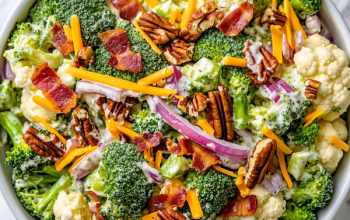 Low Carb Broccoli Cauliflower Salad with Bacon Recipe