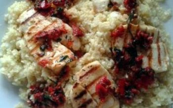 Halloumi with Cauliflower Couscous & Honey-Harissa