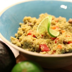 Aztec Quinoa Salad with Pinto Beans and Chili Avocado Lime Dressing