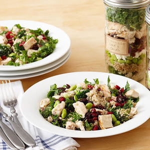 High-Protein Chicken, Kale and Lemon Tahini Salad in a Jar recipes