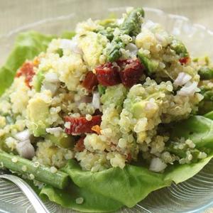 Quinoa Salad With Avocado, Asparagus and Sun Dried Tomatoes.