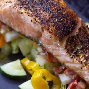 Chocolate Chipotle Seared Salmon Salad