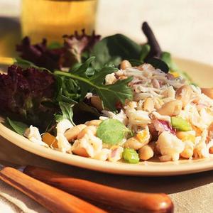 Crab Salad With White Beans And Gourmet Greens