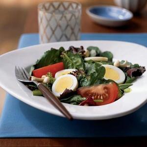 Field Greens With Eggs And Enoki Mushrooms