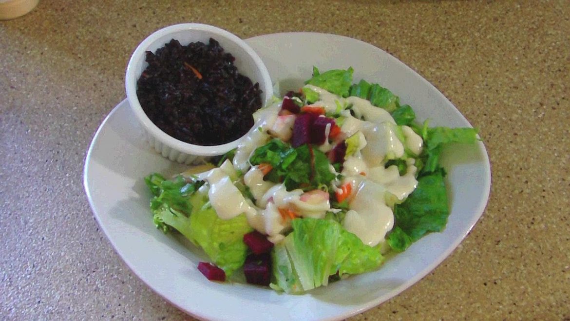 Toss Salad with beets and a side of Black Rice