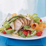 Sautéed Tuna and Green Onion Stalks on Romaine