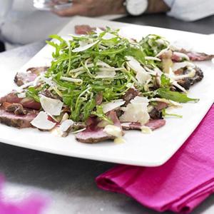 Rare Beef & Anchovy Salad With Rocket & Caesar Dressing