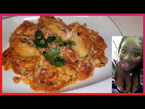 Homemade Shrimp Stuffed Shells with Tossed Salad Recipe | Valentine's Day |