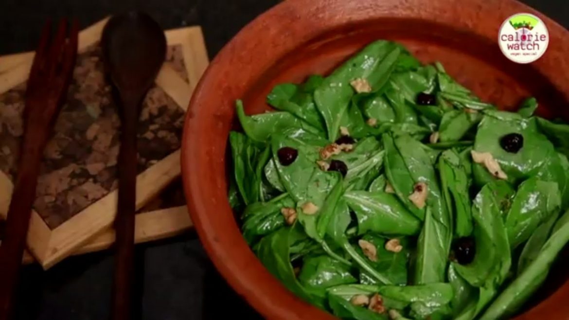 2 Min Salad Recipe – Spinach Salad With Cranberries And Walnuts – Vegan Salad Recipe By Rithika