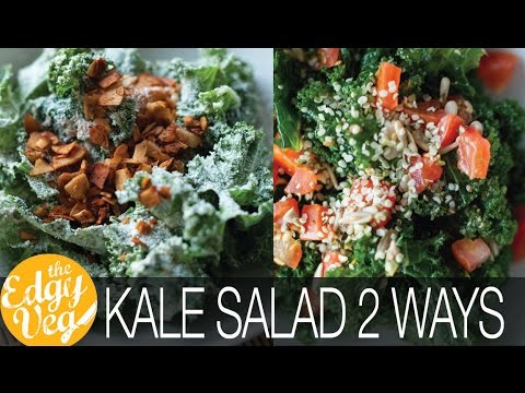 Kale Salad Recipes: Kale VEGAN Ceasar Salad & Kale & Pesto Salad | The Edgy Veg