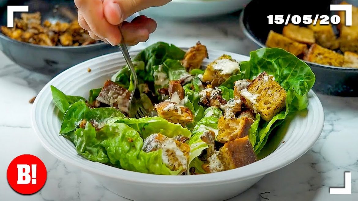 Vegan "Chicken" Caesar salad Recipe – BOSH! LIVE