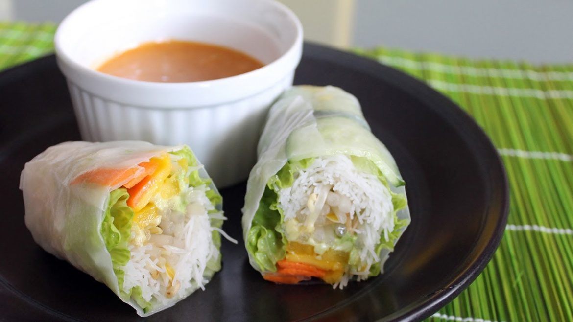 How To Make Salad Rolls | Mango filling with Spicy Peanut Sauce Recipe