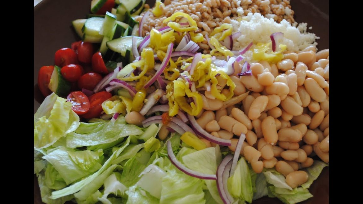 Low Fat Vegan No Oil Forks Over Knives Italian Chopped Salad with Farro