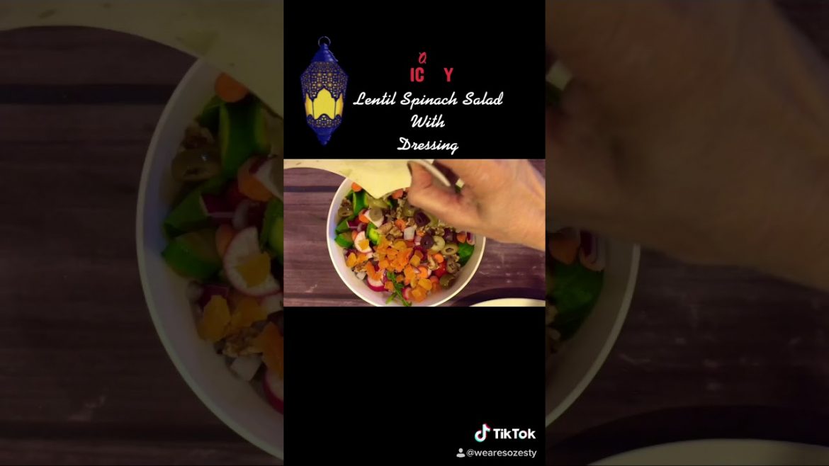 Lentil Spinach Salad with Dressing #recipe #lentilsalad #dressingrecipe