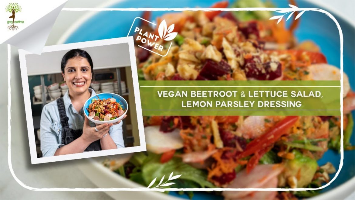 Vegan Beetroot & Lettuce Salad with a Lemon Parsley Dressing