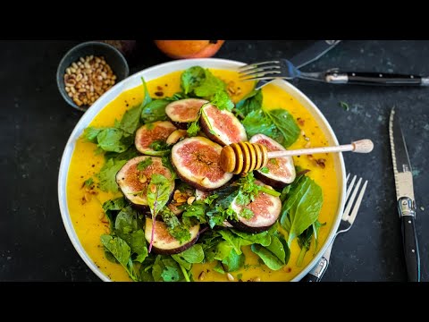 [Easy to Make] Vegetarian Fig Salad with Sweet Mango Puree