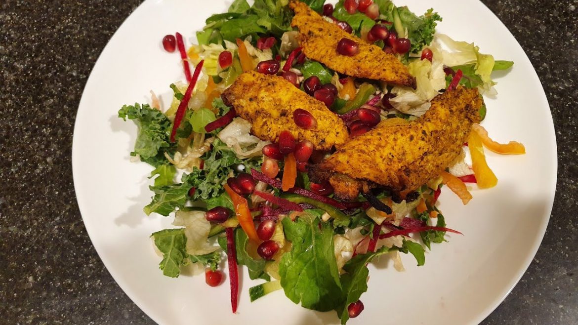 How to make mix veggie salad with grilled  chicken