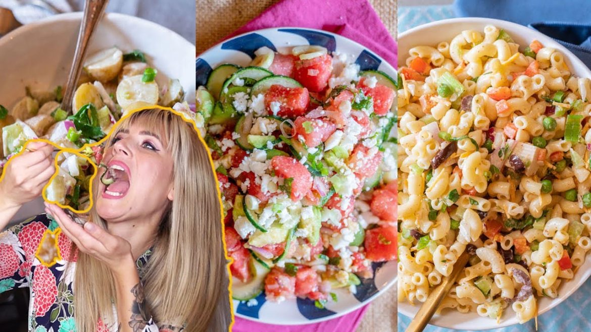 3 Easy Vegan Salad Recipes | Vegan Macaroni Salad, Potato Salad & Watermelon Feta Salad