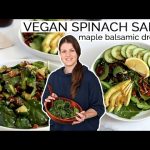Vegan Spinach Salad Recipe with Maple Balsamic Dressing
