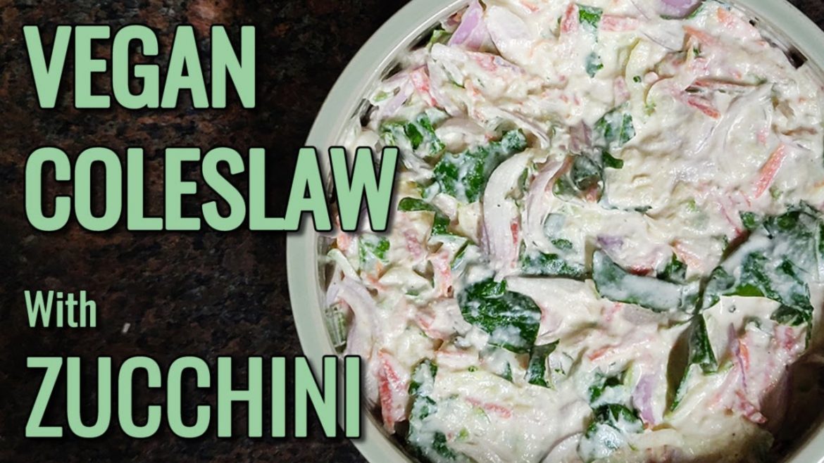 Raw Vegan Coleslaw with Zucchini, Vegan Salad Dressing, No Preservatives, Gluten-Free