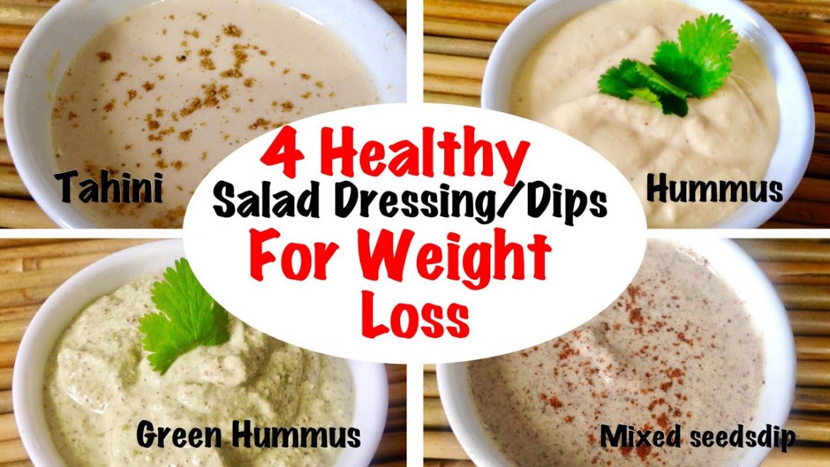 4 Healthy Dips / Salad Dressings Recipe | How to make Tahini, Hummus at home | weight loss recipe