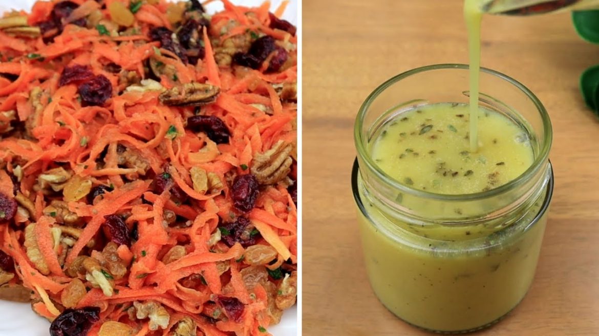 Carrot Salad with Oil Free Vegan Salad Dressing – Salade de Carottes – Sauce Maison sans Huile