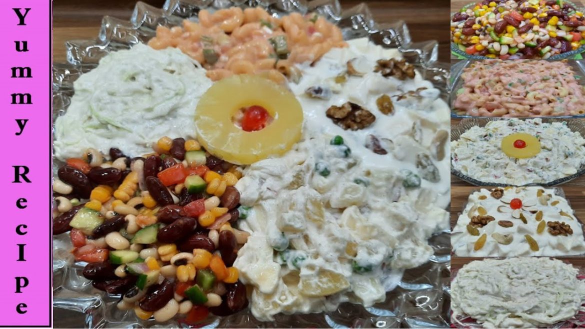 Yummy Salads Party Platter Recipe | Perfect Salad Recipes | 5 ways Salads with homemade Dressings.