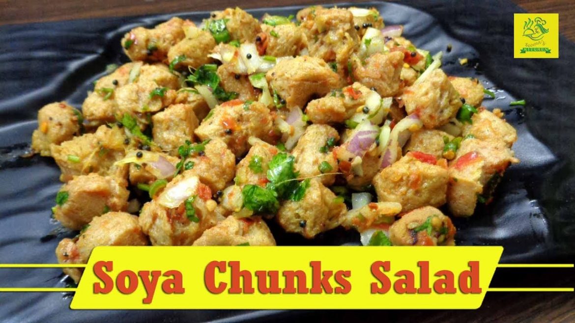 Soya Chunks Salad Recipe I Soyabean Choila Recipe I Soya Nugget Salad