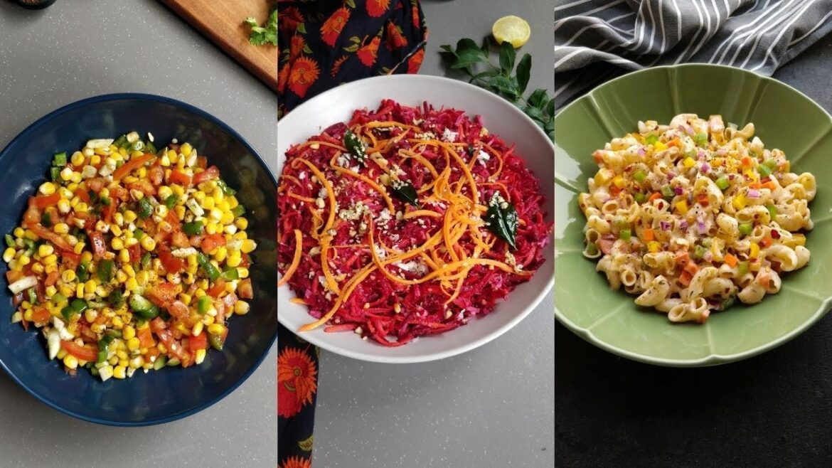 Salad Recipes, 3 Different Summer Salad Recipes, Indian Salad Recipe, Easy  Vegetarian Salad Recipes