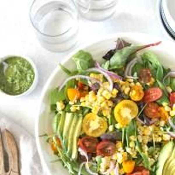 Grilled Corn Summer Salad with Chimichurri