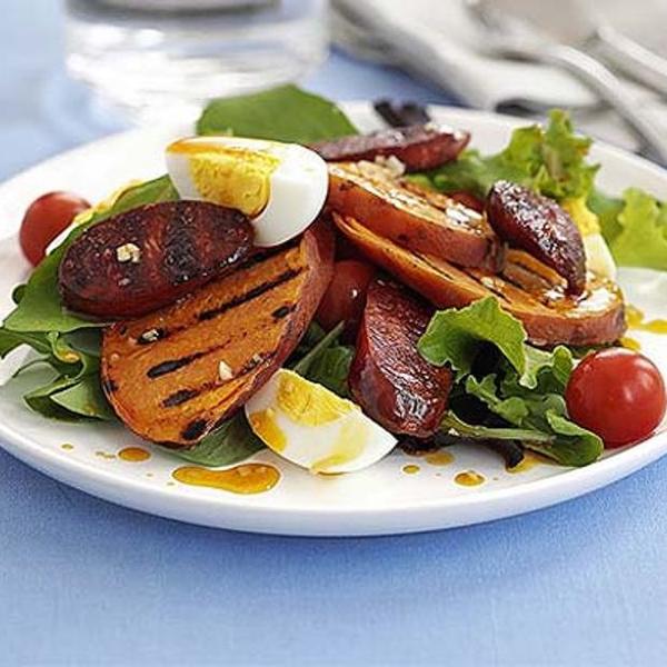 Warm Chorizo, Sweet Potato & Egg Salad