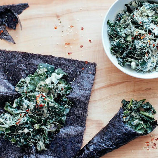 Raw Kale Caesar Salad Wraps
