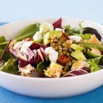 Salmon & lentil salad with goats cheese