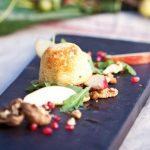 Cheese Souffle With Apple, Walnut & Pomegranate Salad