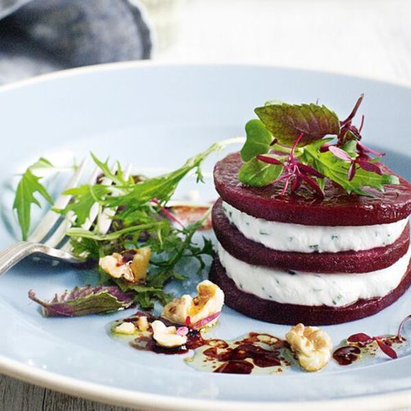 Beetroot and goat’s cheese stacks