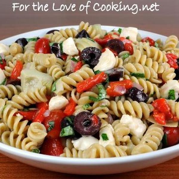 Pasta Salad with Roasted Bell Pepper, Mozz