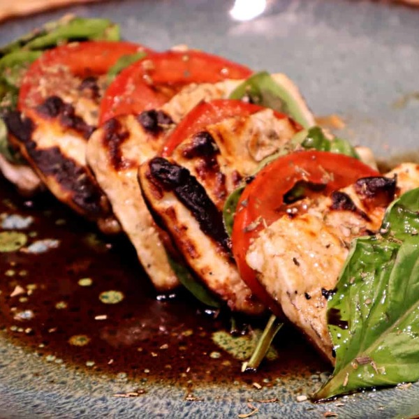 Keto Grilled Halloumi Caprese Salad