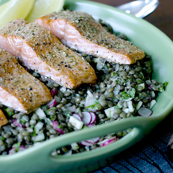 Roast Salmon With Herbed Lentil Salad