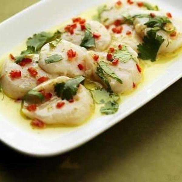 Scallop Carpaccio With Basil, Coriander, Mint And Lime