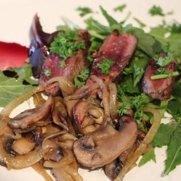 SEARED VENISON LOIN and FRENCH ONION MUSHR