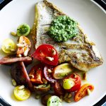Grilled fish with salsa verde