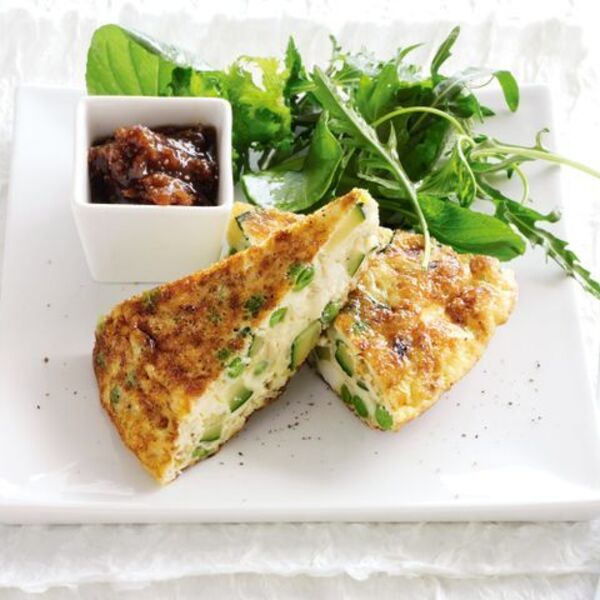 Mixed vegetable frittata with onion relish