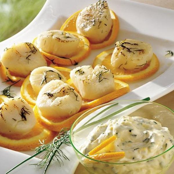 Grilled Scallops With Orange-Chive Mayonnaise
