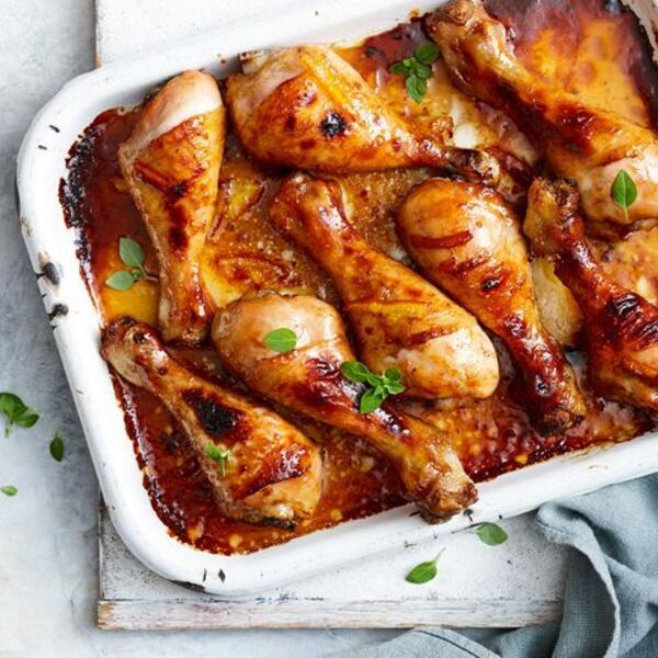 Super simple sticky balsamic orange chicken drumsticks