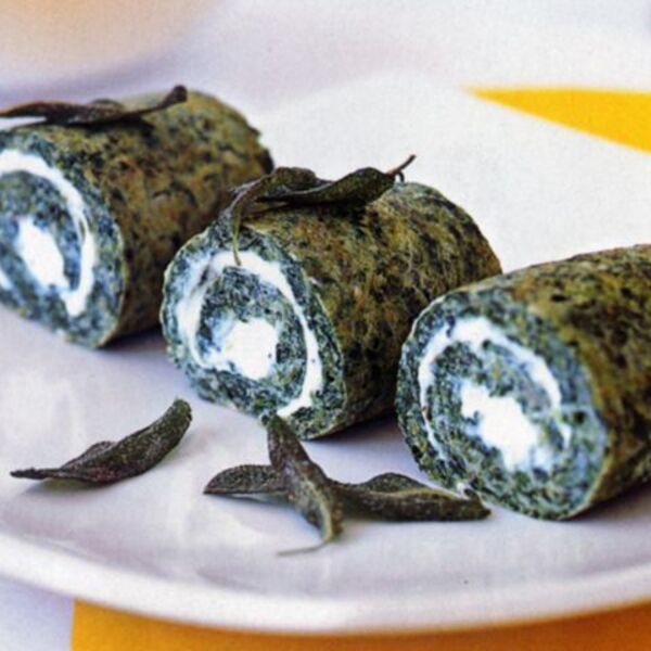 Spinach and goat’s cheese omelette rolls